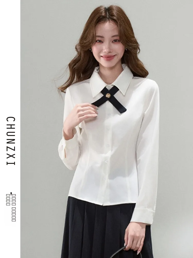 

Spring Early ort Women's irt Slimming Commute Sle Faionable Cact Size Waist-Cinching Slim Look Casual Top