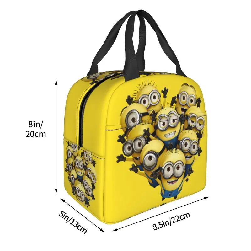 Custom Minions Cartoon Heart Lunch Bag Men Women Cooler Warm Insulated Lunch Boxes for Kids School Children