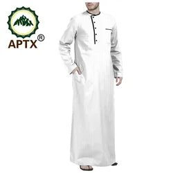 African Middle East Arabic Long Robes Vintage Muslim Kaftan Abayas Men Leisure Buttons Long Sleeve O Neck Jubba Thobe T2014005