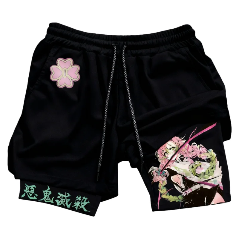 2-in-1 schnell trocknende Herren-Fitness-Shorts, elastische Taille, atmungsaktives Mesh mit Innentasche für sportliches Laufen