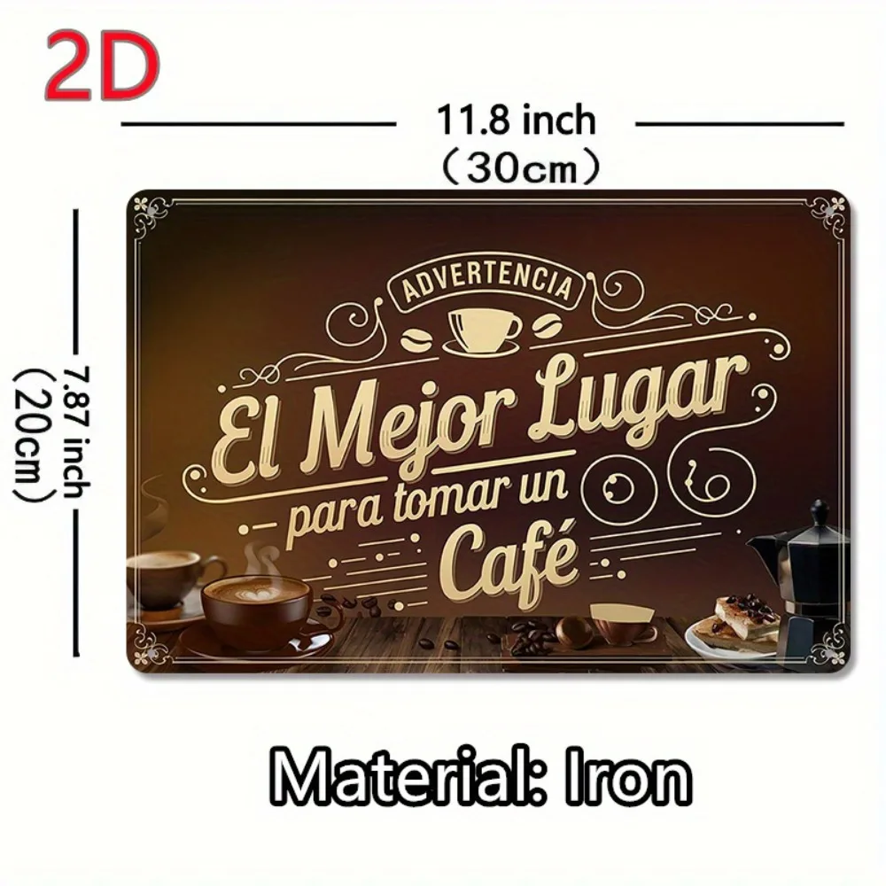CIFBUY Vintage Coffee Beans Spanish Phrase Aluminum Wall Art Waterproof Durable Metal Sign For Home Kitchen Bar Coffee Shop Deco