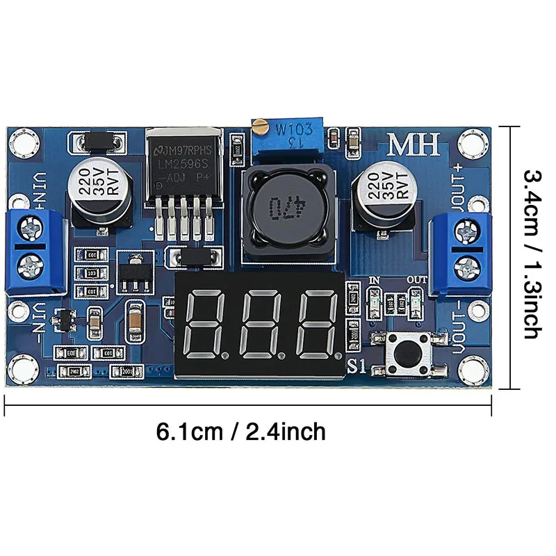 4 Adjustable LM2596S DC-DC Step-Down Converter Step-Down Regulator Power Module Regulator With Digital Voltmeter Display