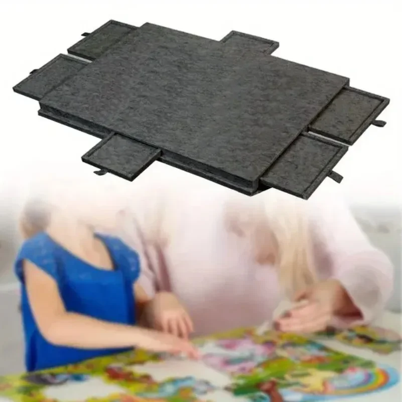 1 Set 6-in-1 Decorative Puzzle Board - Tiltable Puzzle Desk with 6 Drawers, Holds 1000pcs for Home Decor & Educational Storage