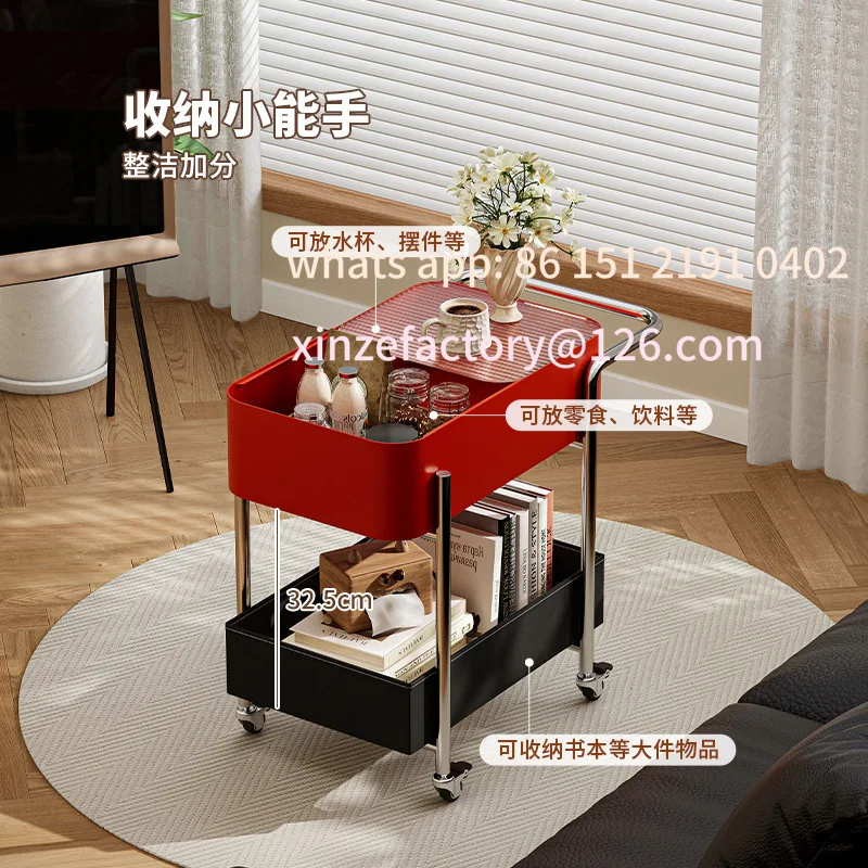 عربة معيشة قابلة للتخصيص، متعددة الطبقات، تخزين منزلي من الدوبامين، وجبات خفيفة جانبية للأريكة قابلة للإزالة في القرون الوسطى مع رف عجلات #4