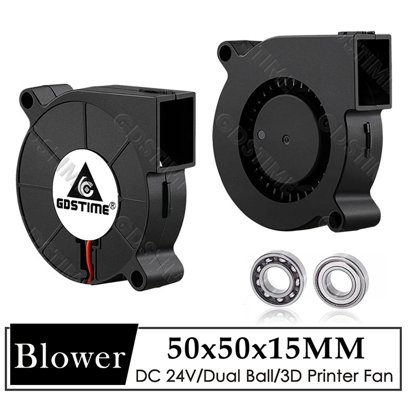 Gdstime DC 5V 24V Radial Turbo Blower 50x15MM Akcesoria do drukarek 3D Wentylator 50MM Bezszczotkowy wentylator chłodzący DC 5CM 5015 Cooler Fan