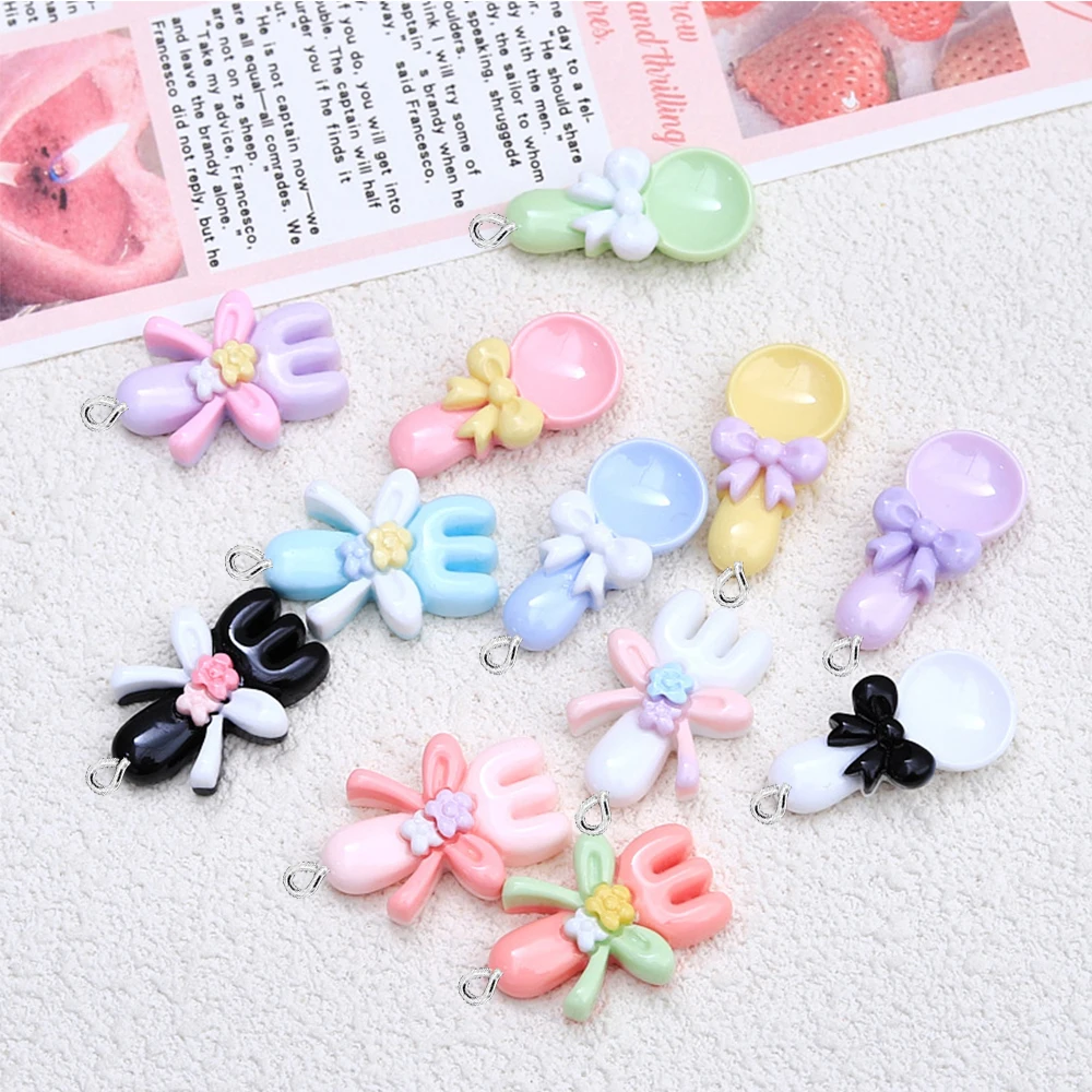 10PCS Shiny Forks Spoons Series Flat Back Charms For Earrings Bracelet Hairpin DIY Jewelry Pendants Decoration Accessories