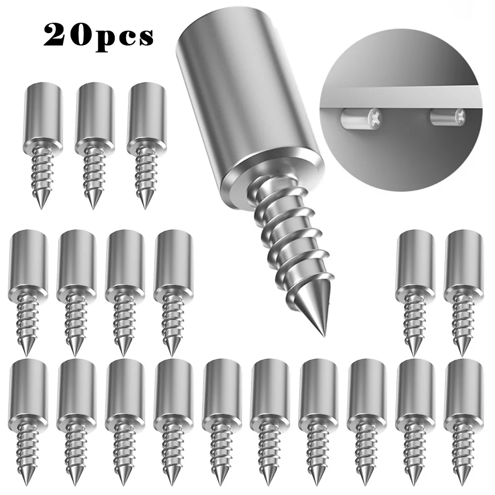 

20pcs Self-tapping Screw With Rubber Sleeve Laminate Support Nails Cabinet Glass Partition Bracket Nonslip Fixed Support Holder