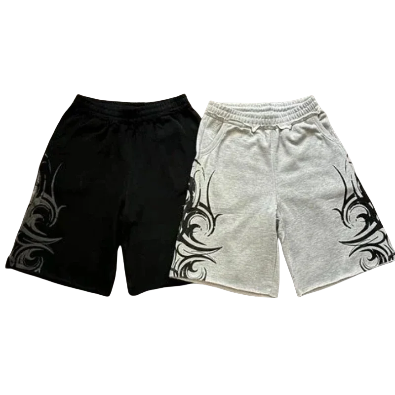 

Новинка 2025, модные шорты до колена, дизайн с кисточками, готические шорты, мужские шорты в стиле хип-хоп, Харадзюку, панк, широкие брюки с высокой талией