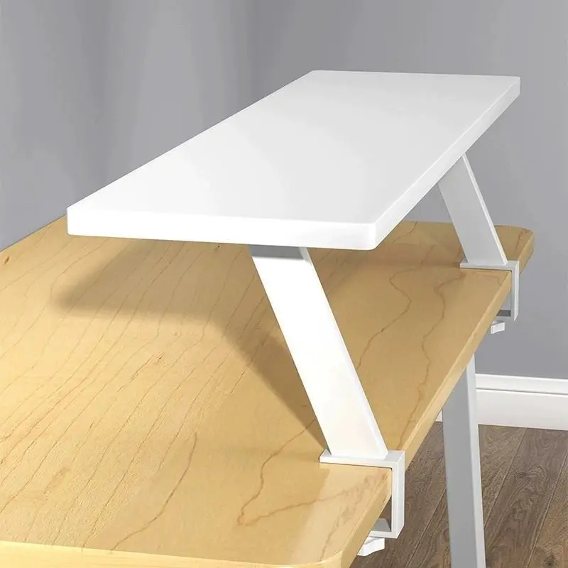 منظم مكتب متعدد الاستخدامات مع مشبك معدني على شكل حرف U - رف تخزين خشبي قوي للمكتب والدراسة والقراءة