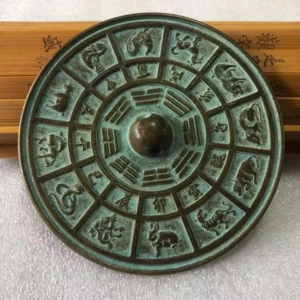 Retro Twelve zodiac mirror Ornament Decoration Tea Pet Figurines Desk Decor Accessories