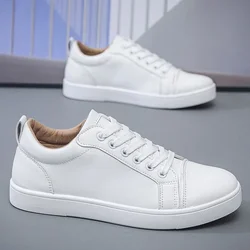 Men's Red Soled Casual Shoes Four Seasons Minimalist Board Shoe Mens Spring and Autumn Genuine Leather Sports Shoes Sneakers