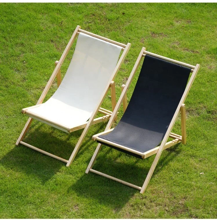 

&Solid Wood Pine Frame Minimalist Modern Design Beach Chair Outdoor Recliner Folding Chair Detachable Installation Oxford Park