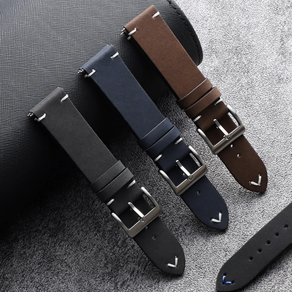 

PU Leather Watch Band Quick Release Soft Stitching Leather Watch Strap 18mm 20mm 22mm Universal Wristband for Seiko for Omega