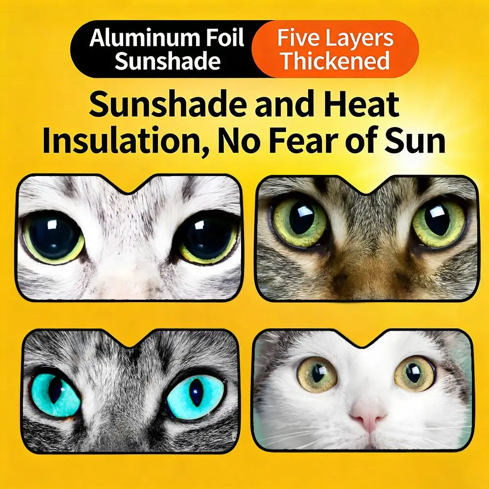 

Sun Visor Cute and Funny Car Sunshade, Personalized UV-Resistant Front Windshield Sun Visor Cover P- Cat Eyes