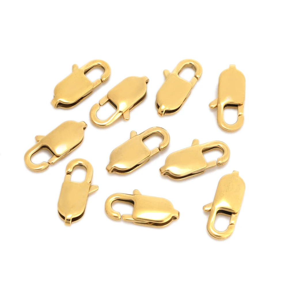 10Pcs Stainless Steel Polishing Rectangle Lobster Clasps Hooks End Clasps Connectors for DIY Jewelry Making Supplies In Bulk