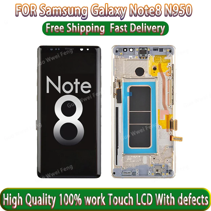 Test al 100% Super AMOLED per Samsung Galaxy Note8 LCD NOTE 8 N950A N950U N950F N950V Display Touch Screen Digitizer Burn shadow