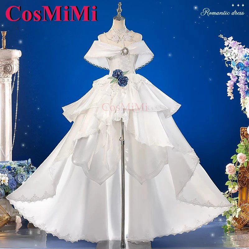 CosMiMi Game Genshin Impact Furina/Focalors أزياء تنكرية للعروس الوردية فستان زفاف أنيق كرنفال ملابس لعب الأدوار