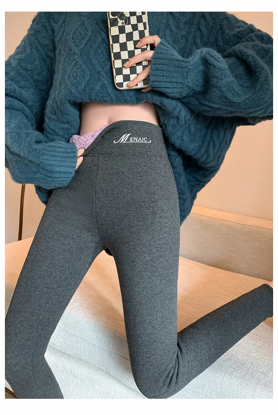 Mit Fleece gefütterte Themal-Leggings, Thermohose, warme, dicke Strumpfhose, Fleece-Strumpfhose, Beinwärmer, Kältebeständigkeit, gehen im Freien für den Winter – Detail 14