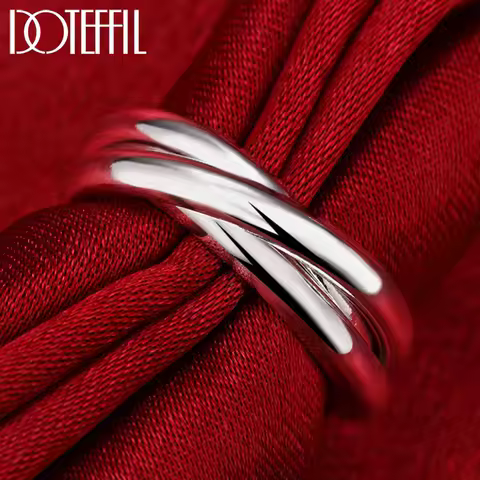 DOTEFFIL 925 Sterling Silver Three Circles Ring For Women Man Fashion Wedding Engagement Party Gift Charm Jewelry
