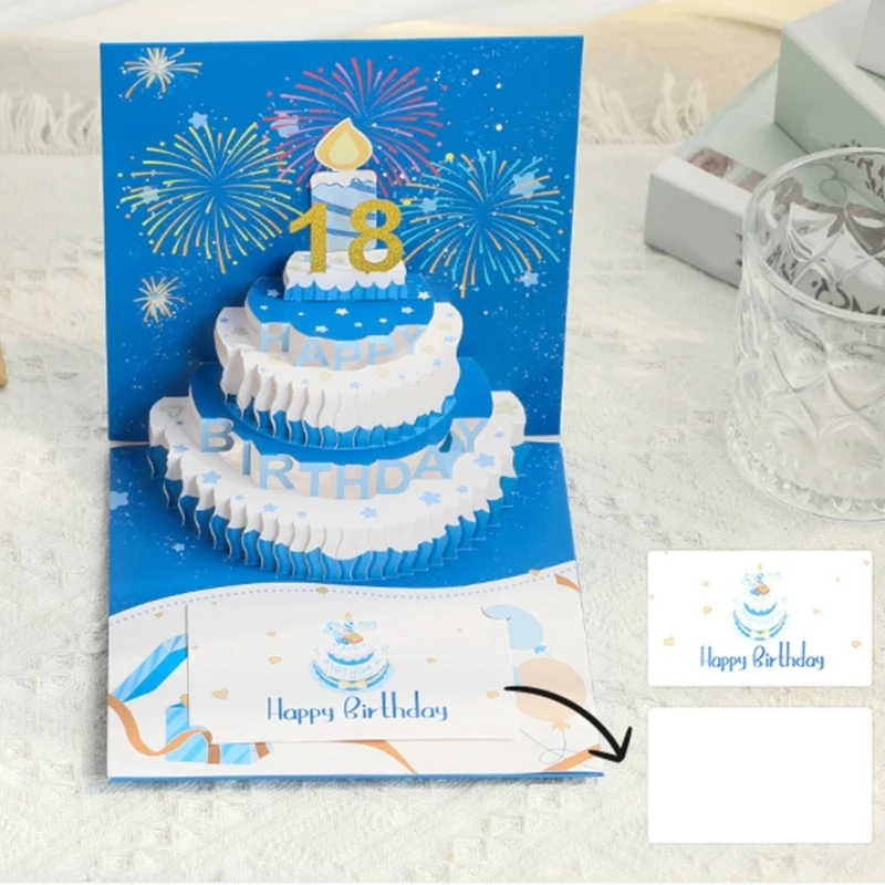 Pleased 3D Popup Cake Birthday Card with Envelope Display No Tunes Greeting Card