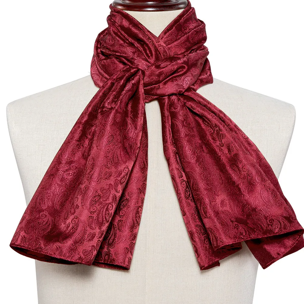 Barry.Wang Jacquard Seide Herren Schal Blumen Paisley stilvolle Burgunder Gold grün rot blau lila für männliche Hochzeit Business Party – Detail 8