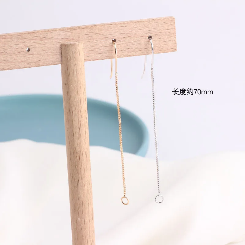 2pcs Diy Jewelry Accessories Copper 18k Electroplating Color-preserving Box Chain Ear Hook Ear Wire  Handmade Material Pendant