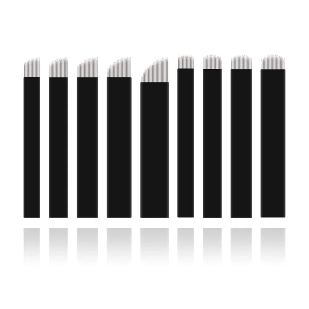 

50 PCS Tattoo Needles black Microblading Curved Blades For Permanent Make Up Manual Eyebrow Pen
