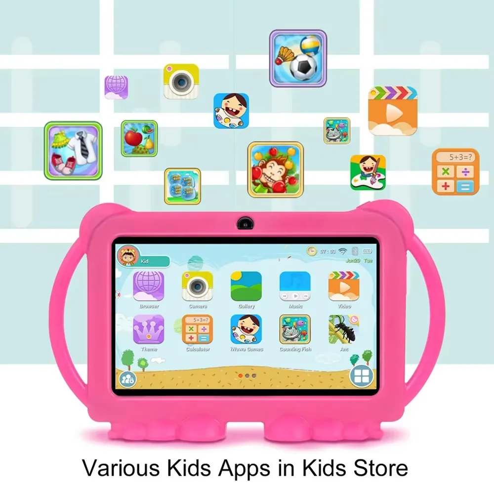 2026 New 7 Inch Kids Tablet 5GHz WiFi 4GB RAM 64GB ROM Dual Cameras 4000mAh Portable Mini Learning Drawing Tablet for Children
