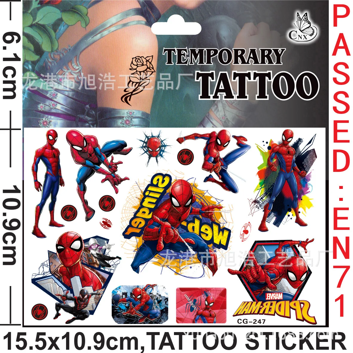 Marvel Spiderman Temporary Tattoo Captain Batman Anime Accessory Cosplay Waterproof Sticker Party Decor Kids Toys Birthday Gift