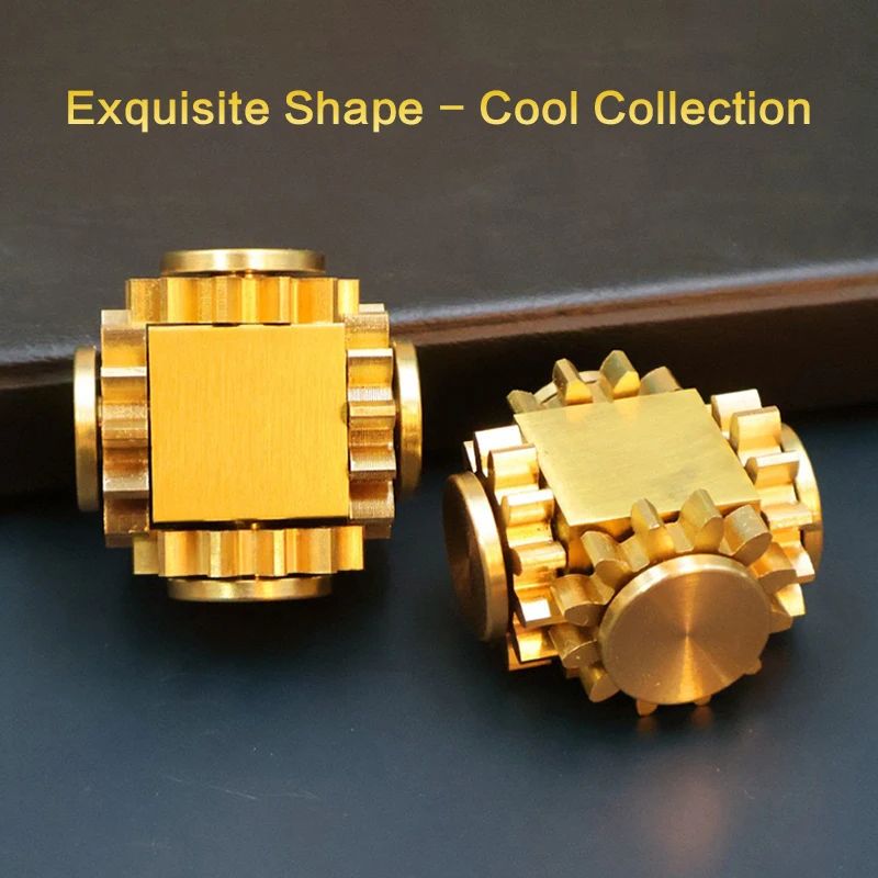 Edc mão-manivela girador de bronze engrenagem-distida dedo girador adulto tdah alívio do estresse brinquedo escritório alívio do estresse brinquedo presente