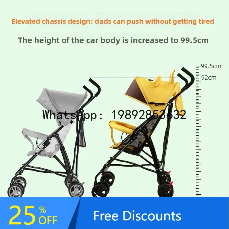 

Baby Stroller Ultra-light Foldable Children's Shock Absorption Pushchair Can Sit Can Half Lie Cartoon Summer Umbrella Stroller