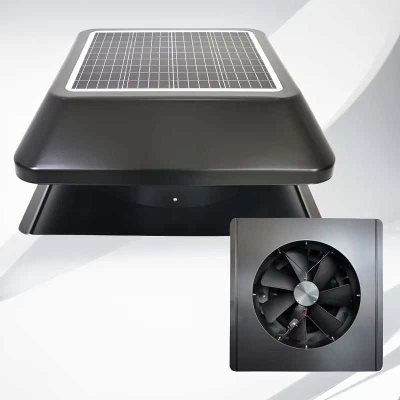 HVAC الهواء الدخان النازع الحرارة فتحات السقف 25 واط الشمسية تيار مستمر بالطاقة HVLS الصناعية مروحة عادم السقف مدخنة التهوية مروحة تبريد