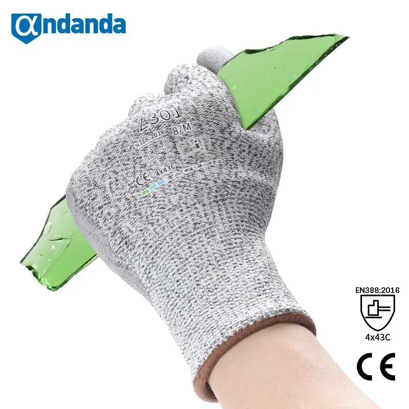 

Andanda 1Pair Work Gloves Leavel 5 PU Palm Dipped Coated Cut Resistant Gloves Anti-Cut Safety Work Gloves Cut Security Supply