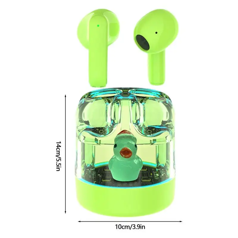 Auriculares intrauditivos inalámbricos con diseño de pato, reducción de ruido de entrenamiento con miniaudífonos, batería de larga duración para llamadas de voz