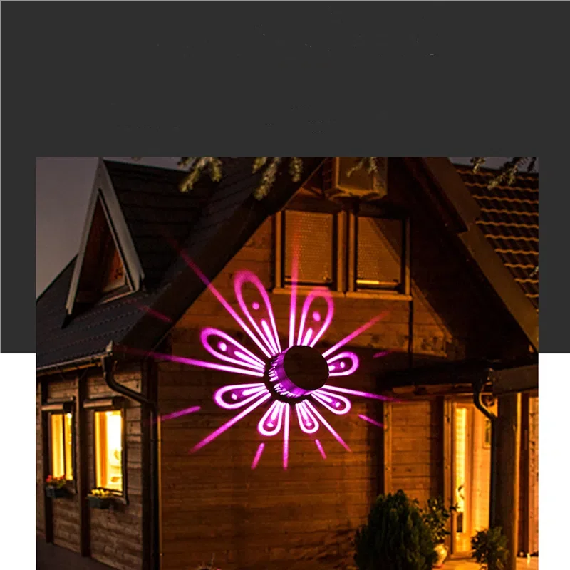 Outdoor Solar Powered Light and Shadow Wall lamp Courtyard Villas Corridor Decorations Colorful Patterns Peacock Shaped Lamps