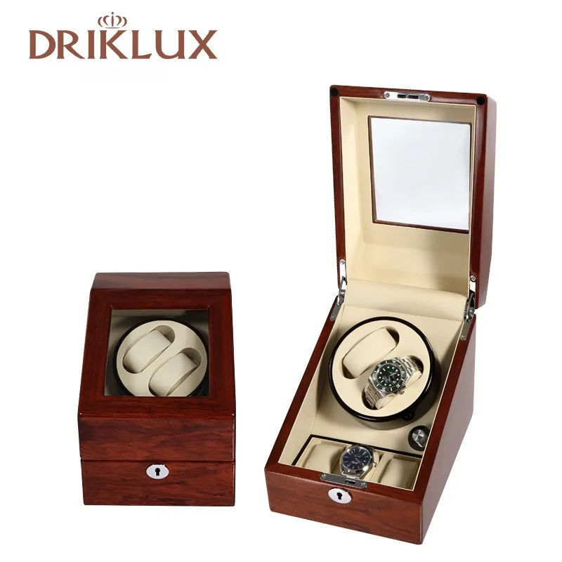 Wood Mechanical Rotating Watch Storage Box Shaker Instrument Automatic Watch Winder with Zero Magnetism Safe Deposit Organizer