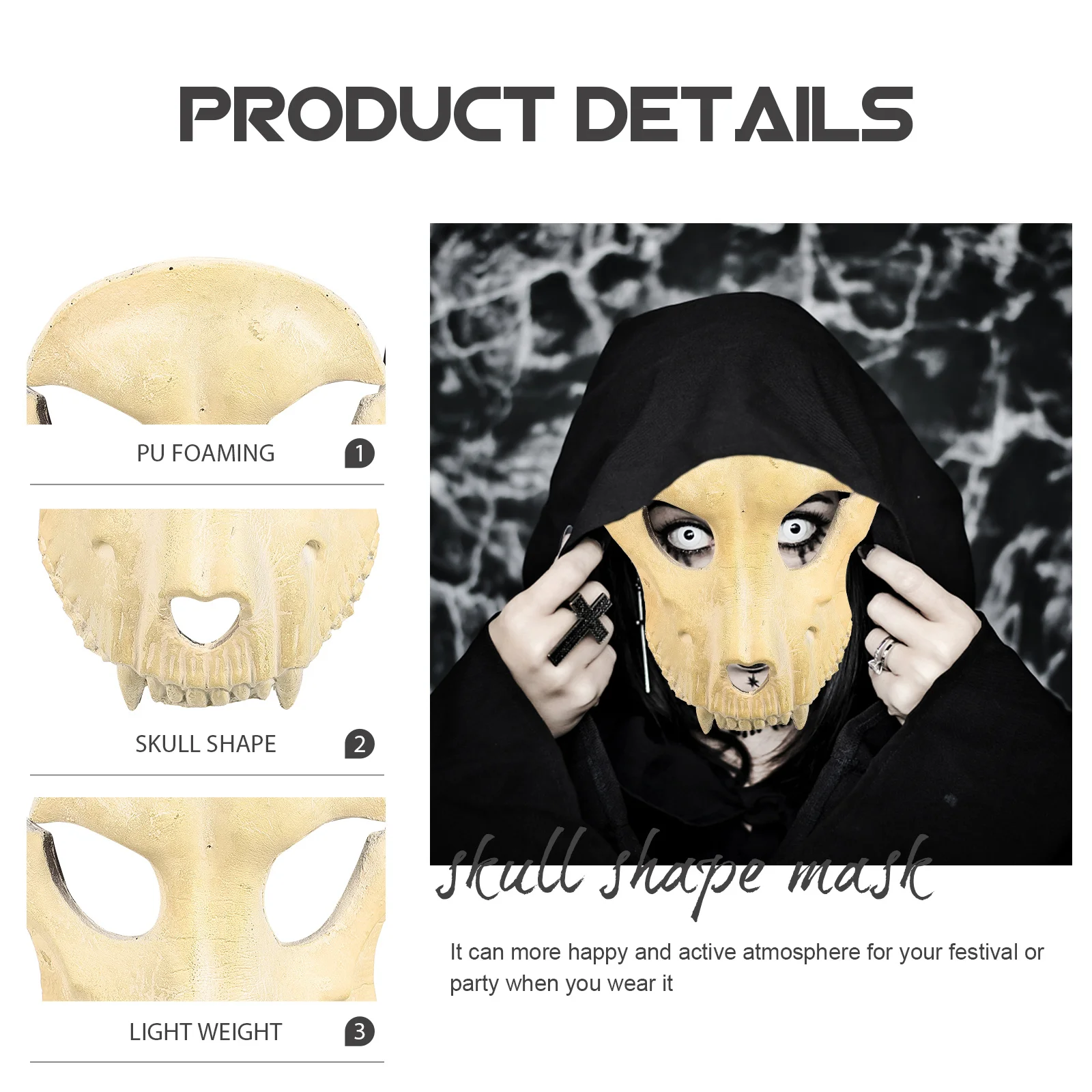 

Halloween Party Mask Scary Goat Costume Horror Mask for Adults Dress Up Decoration 1PC