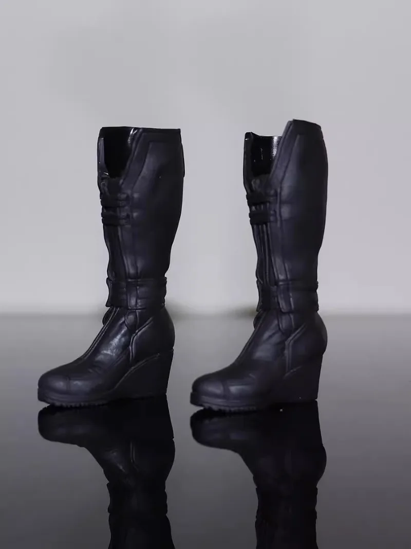 Czarne pończochy w skali 1/6 Nowoczesne kobiece żołnierze Wysokie buty Model butów dla 12-calowych odpinanych stóp Akcesoria do figurek akcji