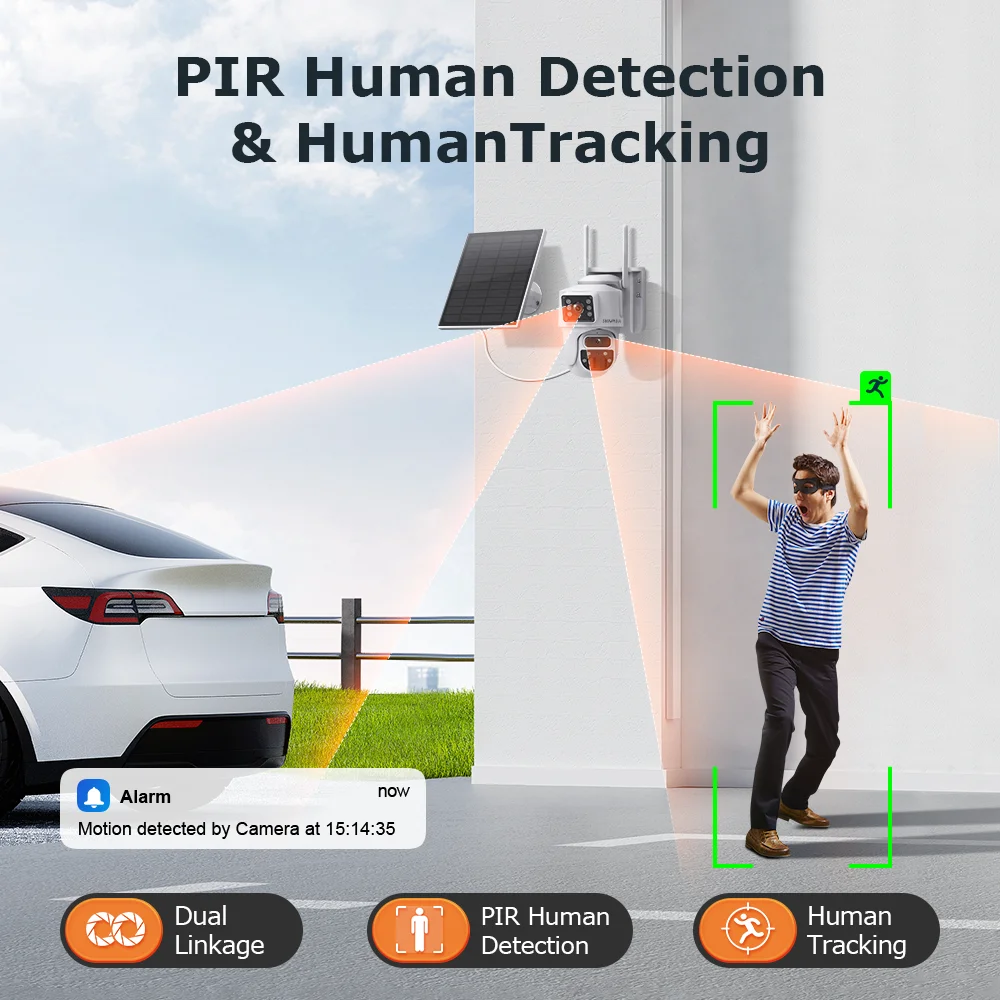 SHIWOJIA 4K 8MP Solar Camera 4G Sim Dual Lens Security Dual Screen Recording Humanoid Tracking Color Night Vision WiFi PTZ Cam