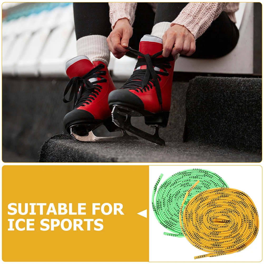 เชือกรองเท้าสเก็ตฮอกกี้ 2 คู่ ทำจากโพลีเอสเตอร์ ยืดหยุ่น ใช้แทนเชือกรองเท้ากีฬา สำหรับรองเท้าผ้าใบและรองเท้ากีฬาฮอกกี้