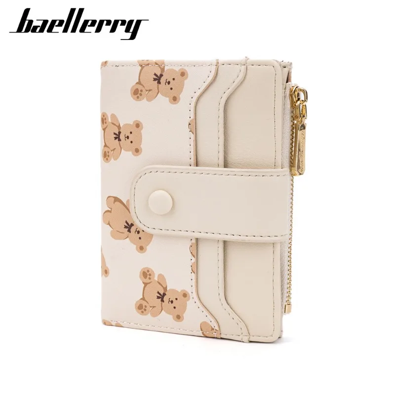 Baellerry Wallet Women's Cartoon Cute Short Wallet PU Buckle Printed Multi Slot Change Bag Card Bag Wallets Daughter Girl Gift