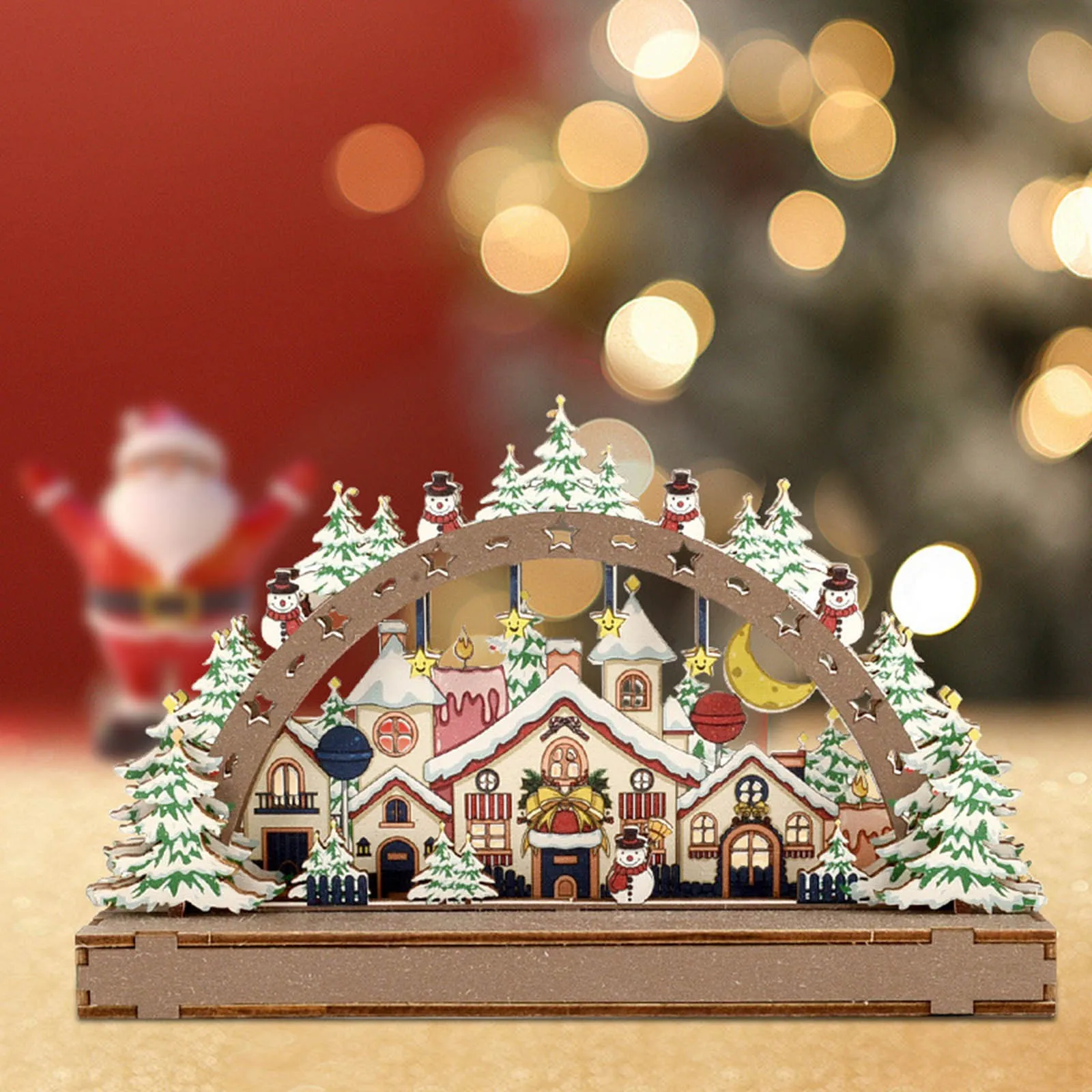 Christmas Wooden Ornament Christmas Village Mall Window Displays Creative Handmade DIY Festival Gifts Christmas Bulk Ornament