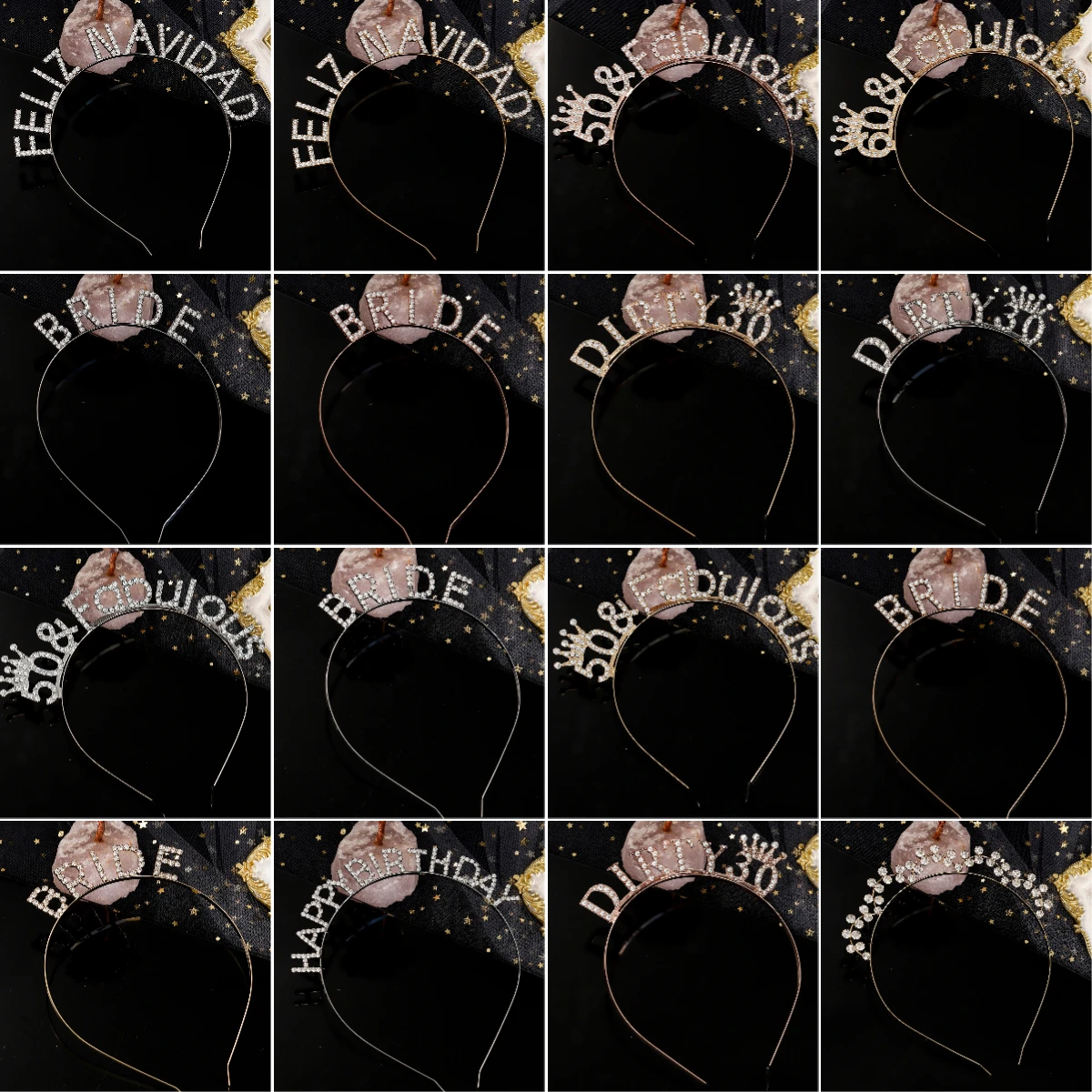 

Сверкающая повязка на голову со стразами и буквами, аксессуар для волос, модная тиара для дня рождения для женщин, свадебная минималистичная тиара