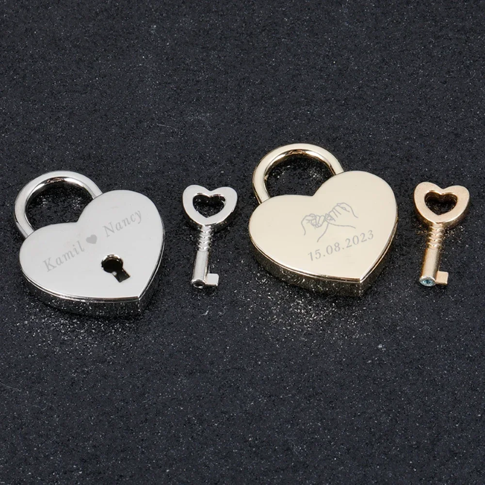 Personalised Love Padlock Custom Name Date Heart Lock with Key for  Couple Boyfriend Him Her Wedding Anniversary Engraved Gift