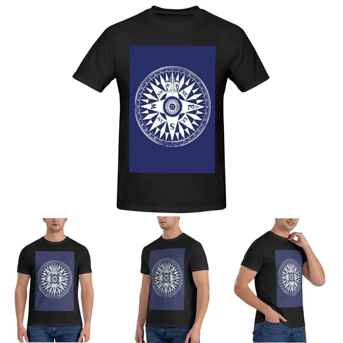 

Мужская футболка с морским компасом, хлопковые футболки большого размера, мужские футболки с коротким круглым вырезом, летняя одежда, топы, S-6XL