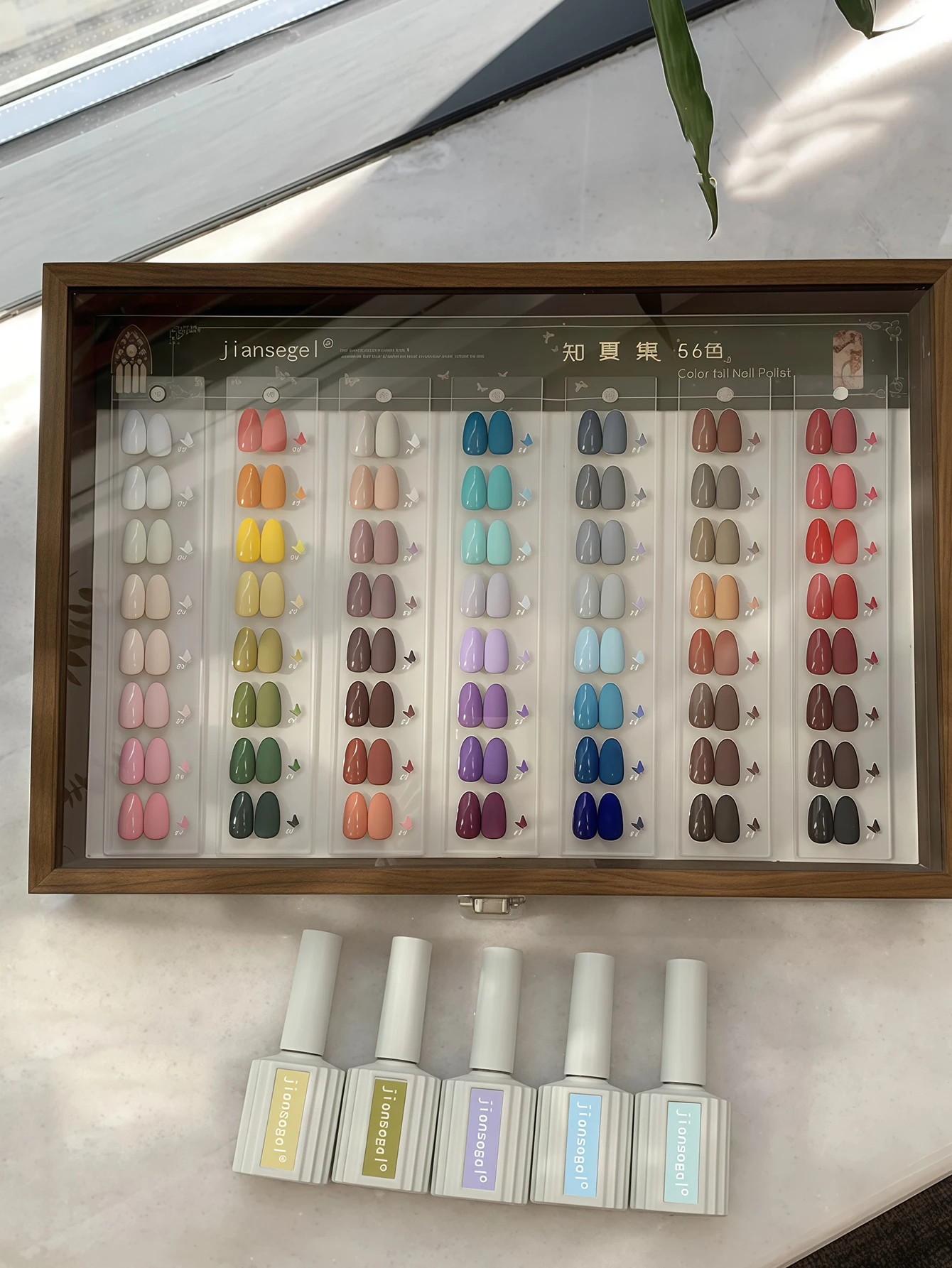 Ensemble de vernis à ongles de couleur unie 56 couleurs 15ml, vernis à ongles gel UV/LED amovible, comprend un nuancier, un ensemble d'art d'ongle d'été pour le bricolage