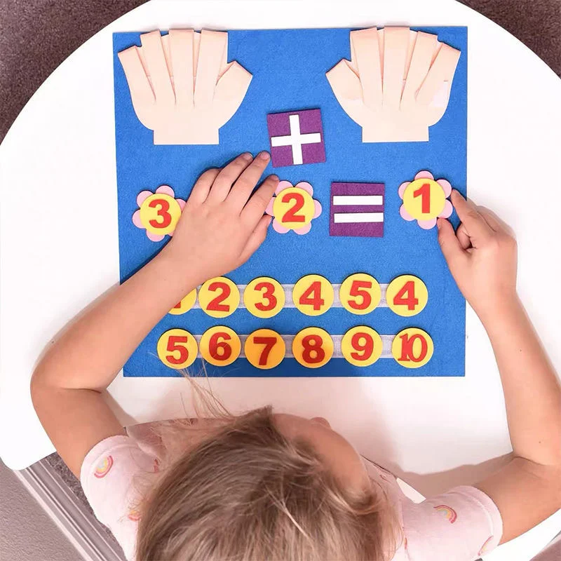 Kinderen Cartoon Vilt Druk Bord DIY Creatieve Vroege Onderwijs Puzzel Speelgoed Plakken Vinger Wiskunde Leren Board Verjaardagscadeautjes