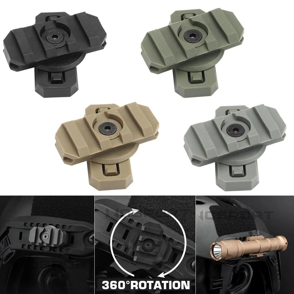 1Pair Helmet Side Rail Mount Adapter 360 Degrees Rotation ARC Guide Rail for Tactical Airsoft Fast Helmet 19mm Picatinny Slot