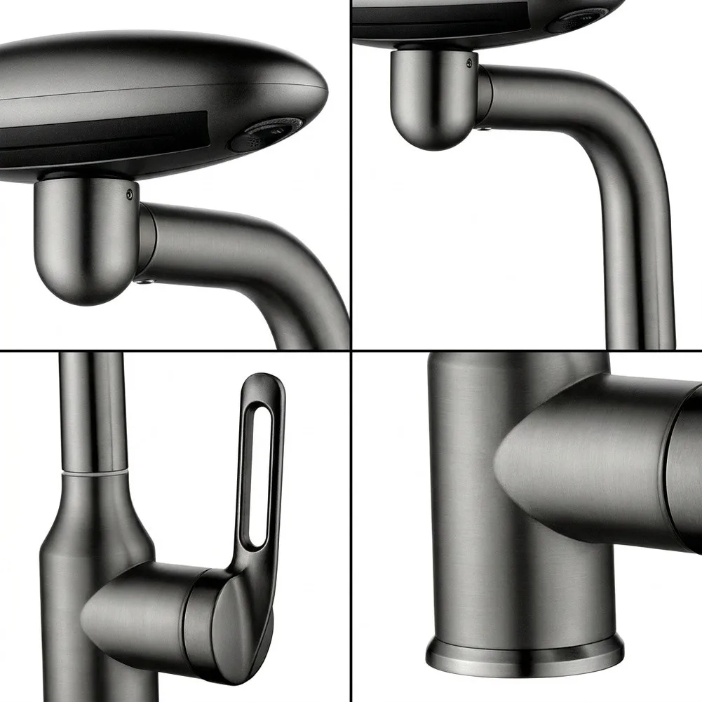 4 Water Mode Stainless Steel Bathroom Faucet with Rotatable Spout and Precision Angled Outlet for Hands Free Use