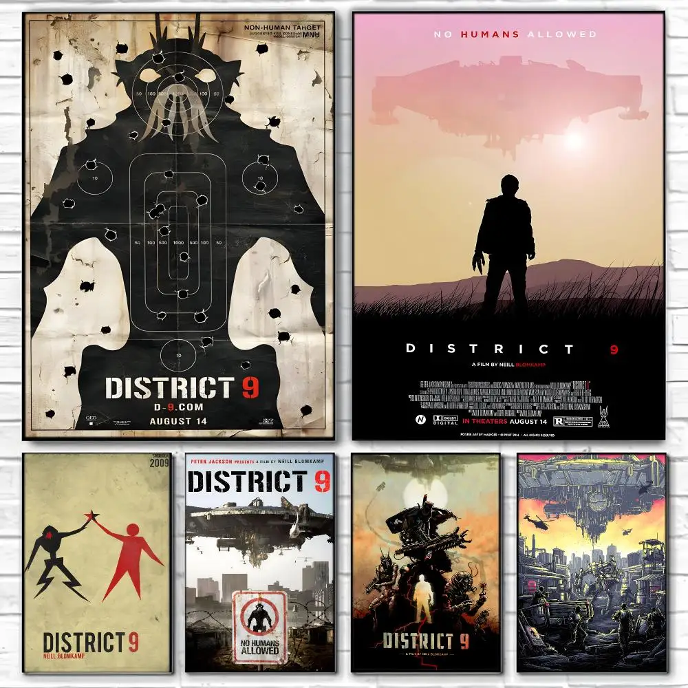 Sci Fi Movie D-District 9 Poster  High-definition Art Sticker Self Adhesive Waterproof Home Decoration